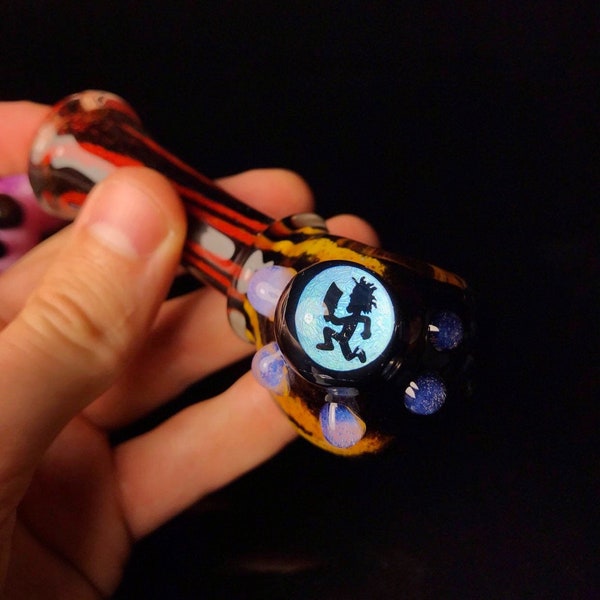 Pipa Insane Clown Posse con hacha de guerra hombre dictrillante ICP pipa de vidrio soplado a mano, tazón de humo de vidrio de chillum embriagador