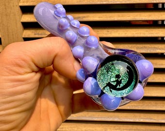 Fairy Pipe, moon pipe, Heady Pipe, Glass Pipe, Amber Purple Pipe, Girly Pipe, Hand blown glass