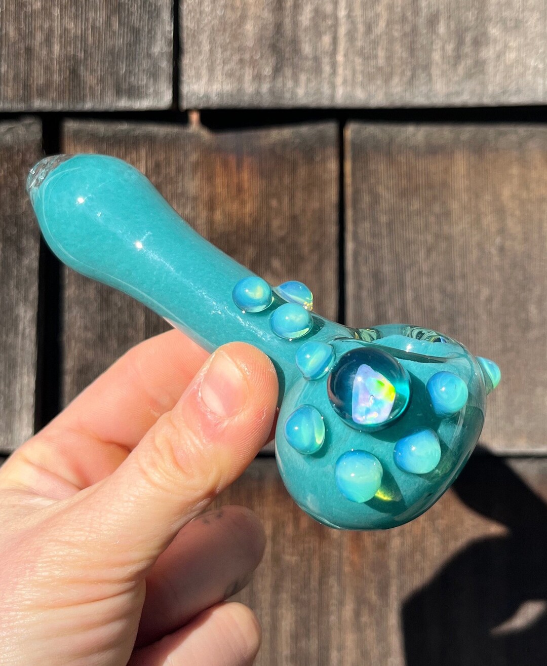 Heady Opal Pipe, Heady Glass, Glass Smoking Pipe, Handblown Glass Pipe