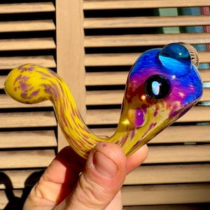 Heady Glass Sherlock Pipe: Dichroic Rainbow Opal