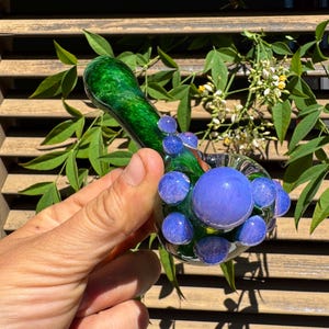Purple hand blown glass pipe, glass pipe , Violet Pipe, girly pipe, heady glass, pipe, pipes, ocean pipe, sea pipe