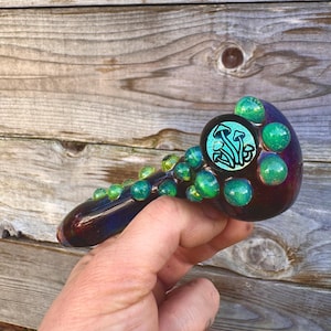 Dichro mushroom Pipe, Sparkly Pipe, Red dichro Pipe, Glass Pipe, Heady Pipe, Tobacco Pipe, Girly Pipe, Hippie pipe, pipe, pipes, heady glass
