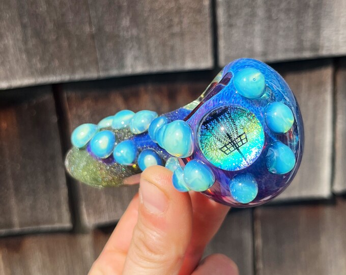 Frisbee Golf Pipe, Disc Golf Pipe, Green Glass Pipe, Pipe,hand Blown Glass Pipe, Heady Glass
