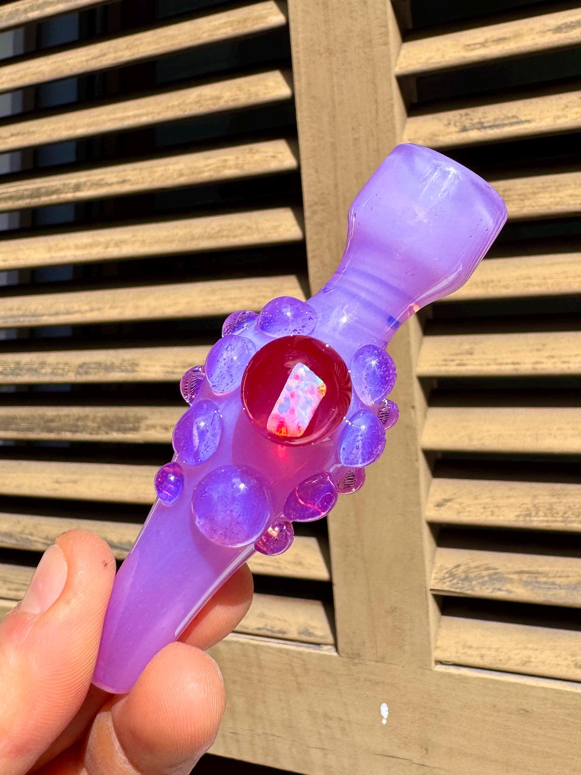 Heady pink opal pipe Heady One Hitter Chillum Unique girly purse pipe pipes princess rainbow glass pipe