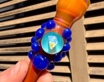 Heady Opal Chillum, Heady Chillum, Heady Pipe, Heady glass, Glass Chillum, Pipe, pipes, Glass Pipe, Rasta pipe, linework pipe, chillum