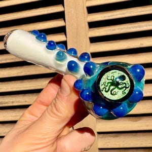 Heady opal pipe, tentacle pipe, nautical pipe, octopus pipe, heady glass, glass pipe, blue pipe, pipe, pipes, girly pipe, wizard pipe