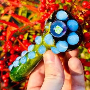 Heady Opal Glass Pipe: Earth Goddess Design, Thick Glass