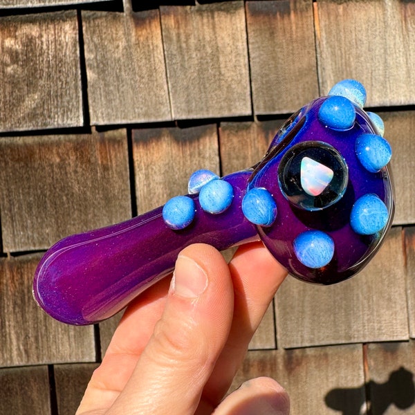 Heady purple pipe, unique ocean glass pipe pipe girly purple opal purse pipe heady Glass Smoking pipe pipes glass smoking bowl