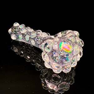 Clear Crushed opal pipe, heady pipe, sparkly glass pipe, crushed opal,handmade American glass, thick glass pipe