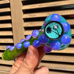 Dichroic Palm Tree Glass Pipe: Tropical Heady Spoon