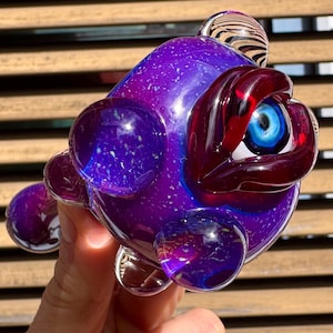 Heady Monster Glass Pipe: Pink Purple Alien Design
