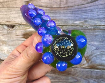 Dichro Glass Pipe: Sacred Geometry, Galaxy Sparkle