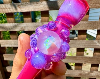 Heady pink opal pipe Heady One Hitter Chillum Unique girly purse pipe pipes princess rainbow glass pipe