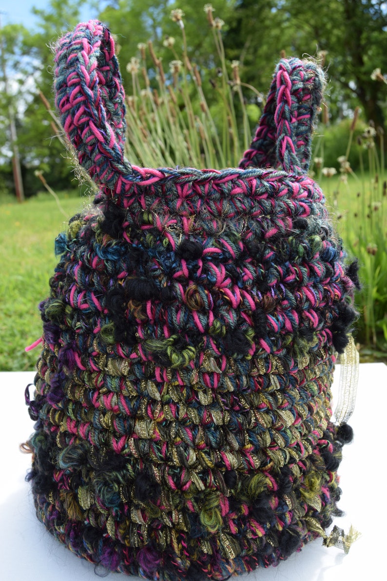 Hand crochet tote bag Knitted wool bag Boho bag crochet handbag