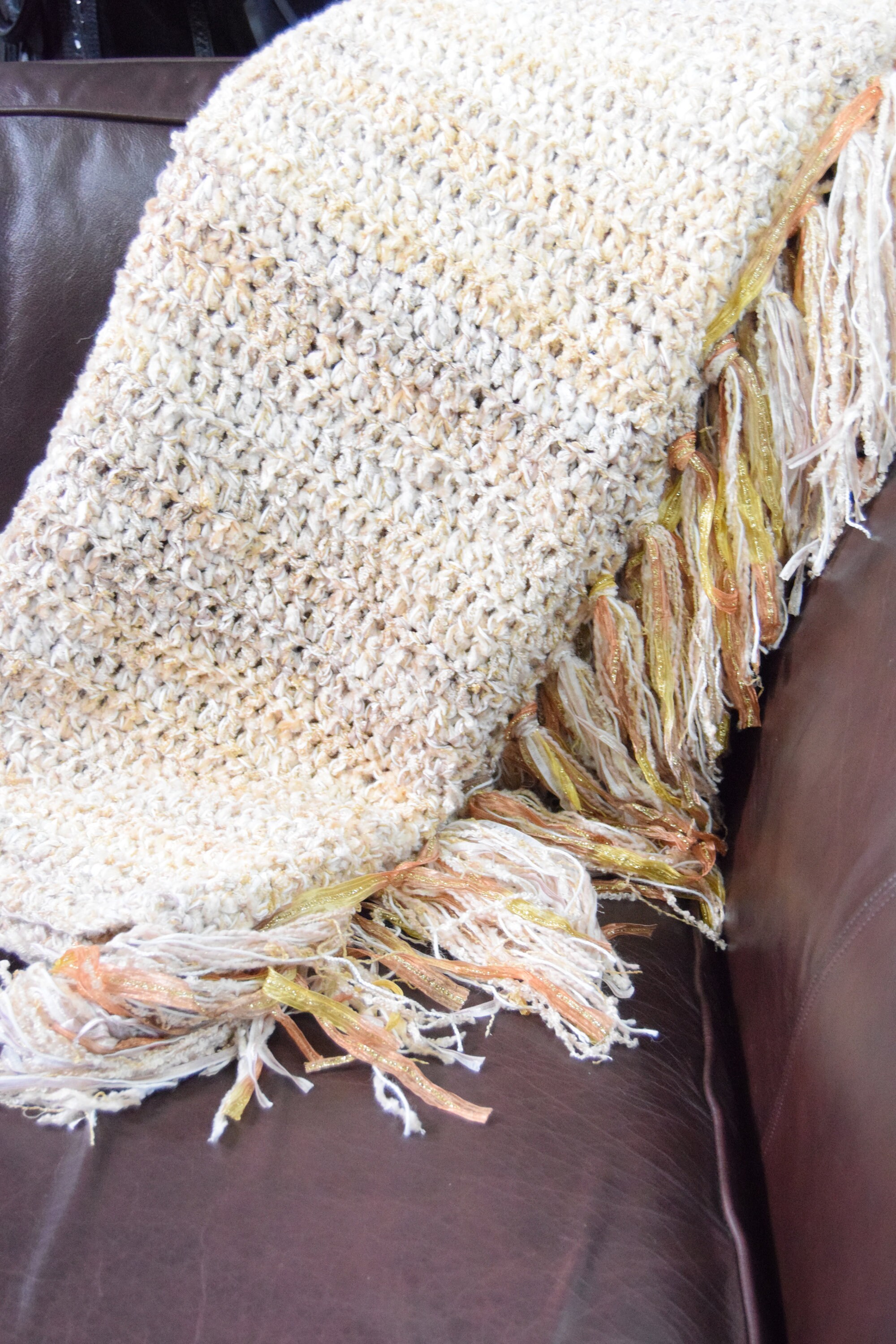 OOAK Beige Throw Chunky fringed blanket Handmade OOAK lap Etsy