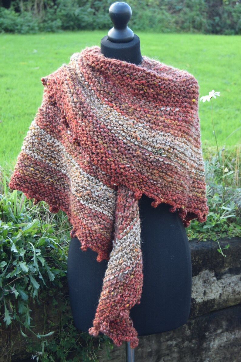 OOAK Hand Knit Shawl Hand Spun Wool Wrap Etsy