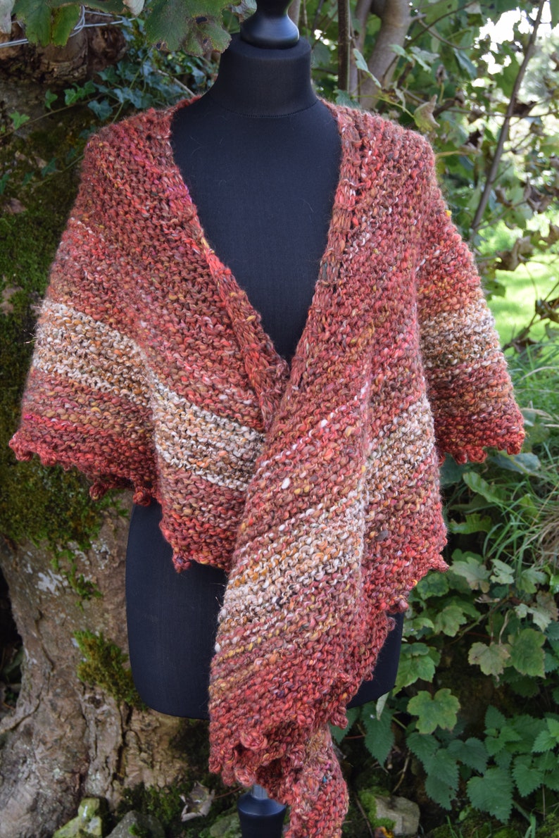 OOAK Hand Knit Shawl Hand Spun Wool Wrap Etsy