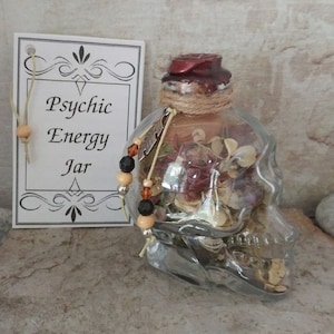 SKULL bottle - Witch spell - Pagan tools - Skull decoration - Meditation - Channeling - Altar decoration - Witch gift - PSYCHIC ENERGY
