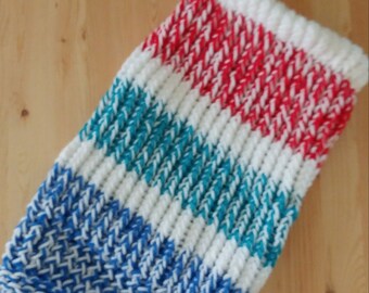 Dog Sweater - MEDIUM - Pet coat - Handknit for dogs - Puppy sweater - Knitted dog sweater -  RED GREEN blue white - Dog clothes