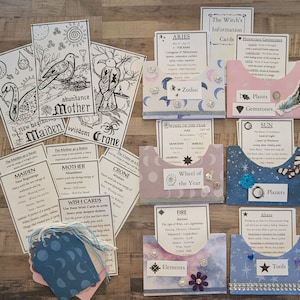 ÉTUDE DE SORCIÈRE Cartes avec enveloppes en papier - Sorcellerie pour débutants - Livre des ombres - Vie wicca - Étude païenne - Journal de sorcière - Nouvelle sorcière