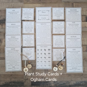 Cartes ÉTUDE DES PLANTES - Arbres Ogham - Sorts à base de plantes - Sorcière des haies - Informations botaniques - Informations sur le jardin - Sorcière cuisine - Alphabet ogham - Divination ogham