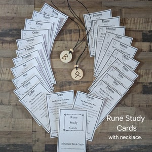 Cartes ÉTUDE RUNE - Cartes d'informations runiques - Débutants runiques - Apprendre les runes - Futhar ancien - Cartes runiques pour débutants - Cadeau viking