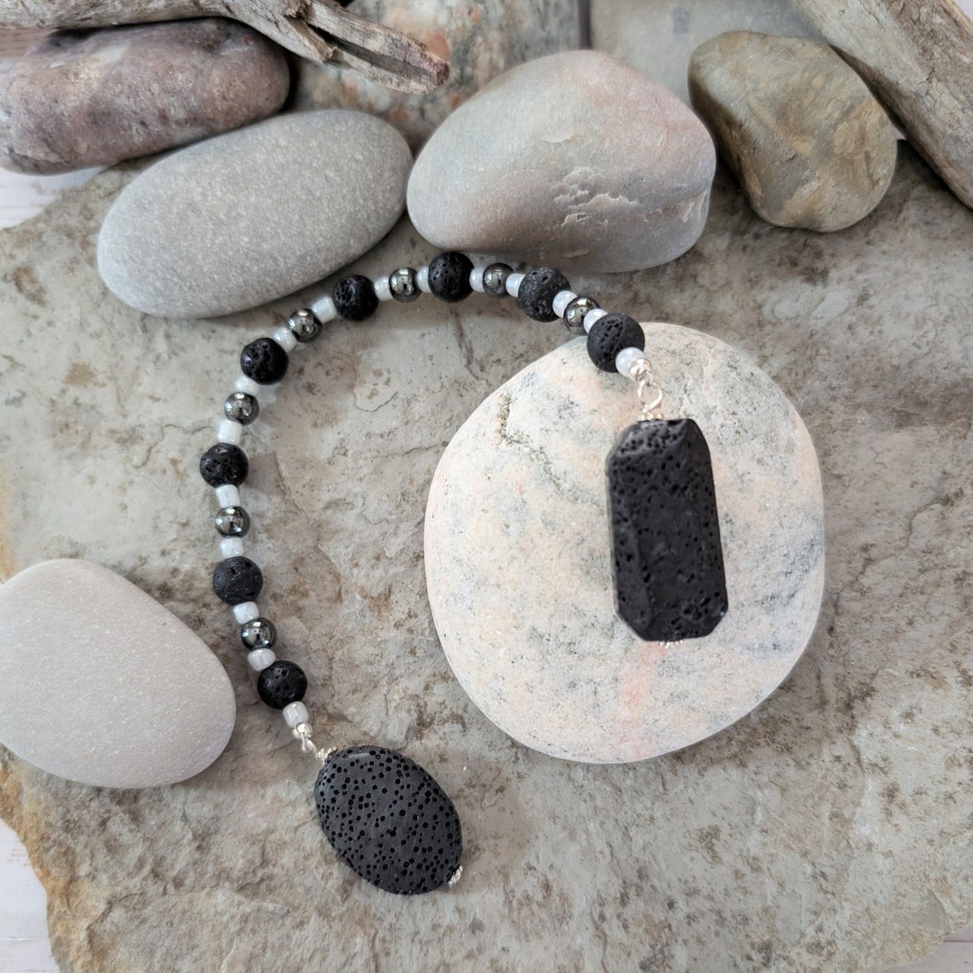 Lava Rock Pendulum for Divination Chain - With Information Cards - Etsy