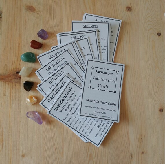 Crystal Meaning Cards Gemstone Description Cards CREATE YOUR OWN Crystal Card Set Printable Set of 10 Crystal Properties Cards