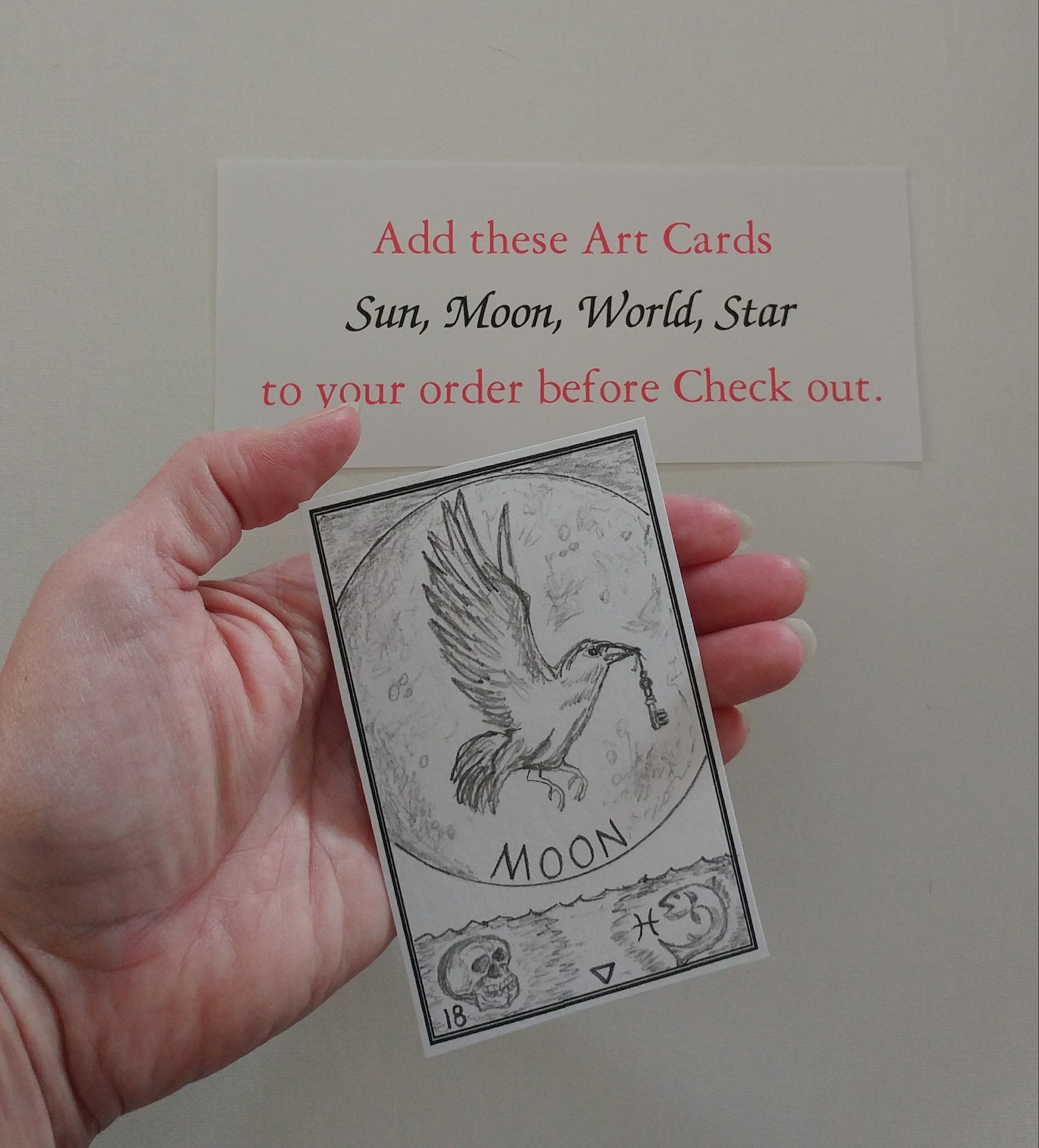Example of Tarot flash cards laid out on a table, showing vibrant imagery and clear text for memorization.
