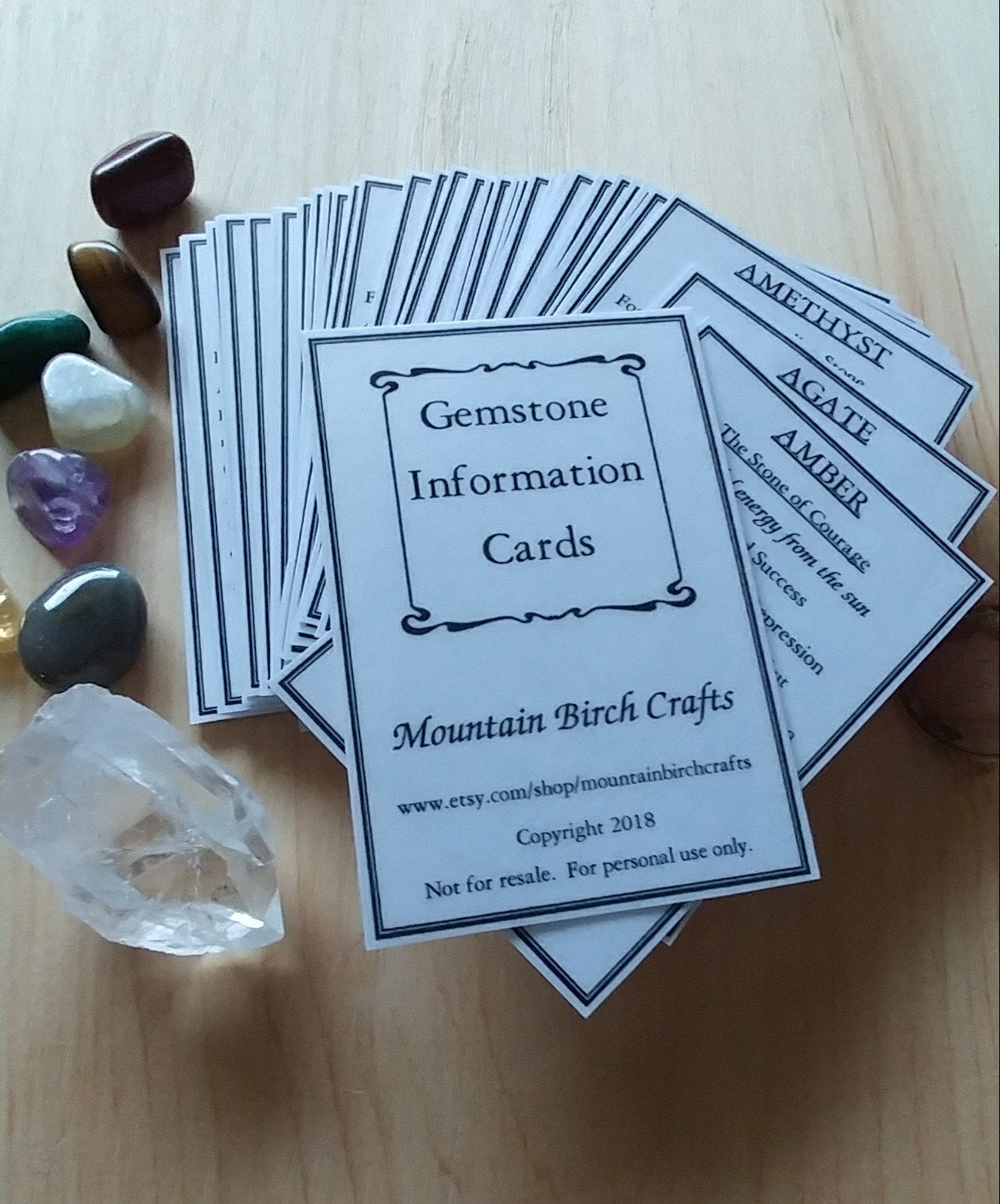 GEMSTONE Information Cards Crystal cards Meaning of stones Etsy