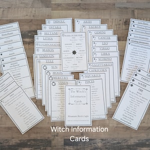 Cartes D'ÉTUDE DE SORCIÈRE - Cartes d'informations païennes - Sorcellerie pour débutants - Apprendre la sorcellerie - Cartes d'informations sur les sorcières. Imprimé et posté