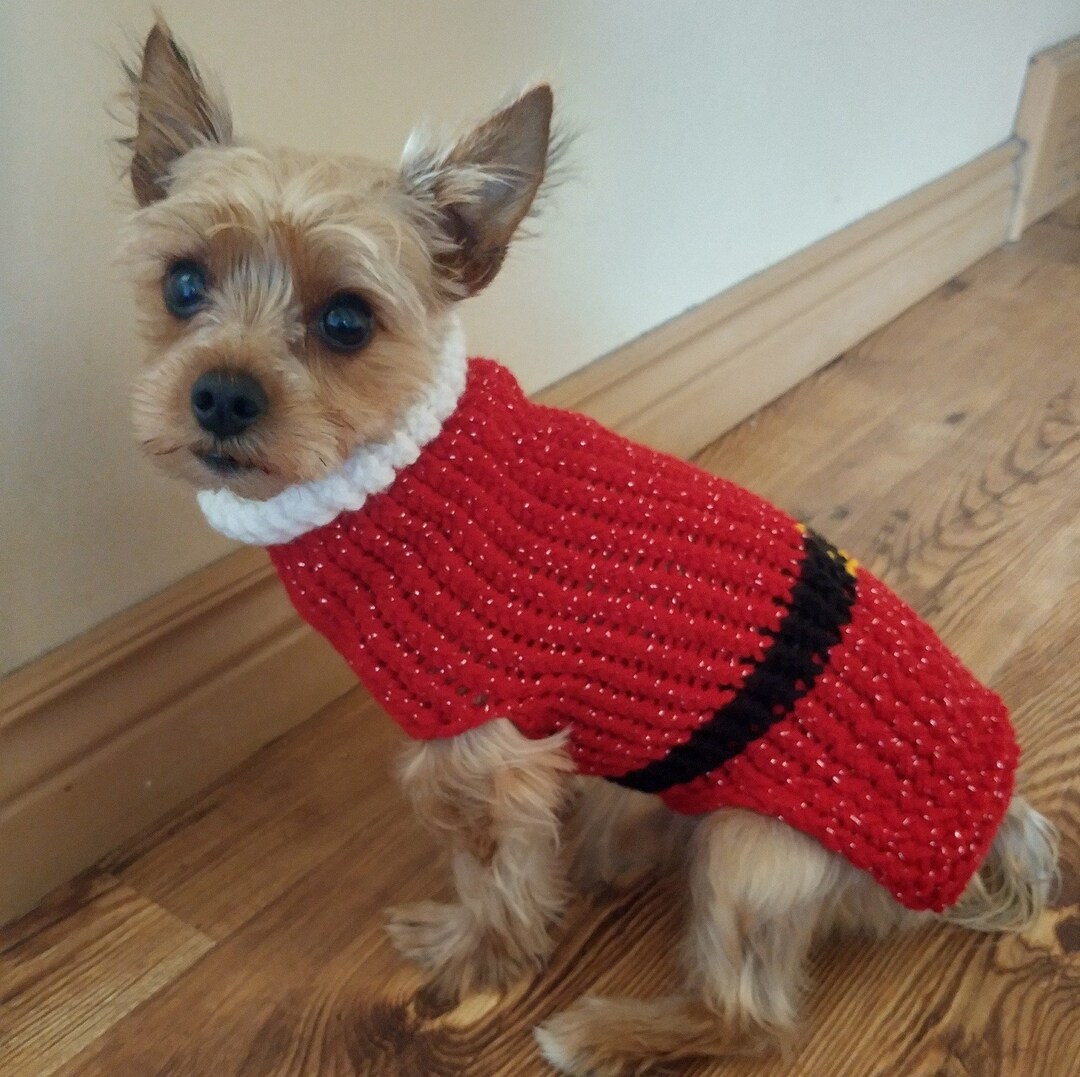 Santa Dog Sweater Christmas Dog Sweater Teacup Dog Sweater Etsy