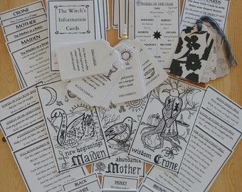 DELUXE WITCH Study Cards - Book of Shadows - Witchcraft for beginners - Learning Witchcraft  - Book of Shadows glue in cards