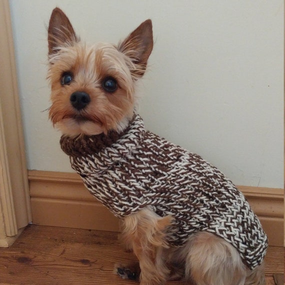 Dog Sweater Perfect for Fall or Winter Custom Made Made to Order with Cute Dressed Dogs Print on Blue Fleece Background