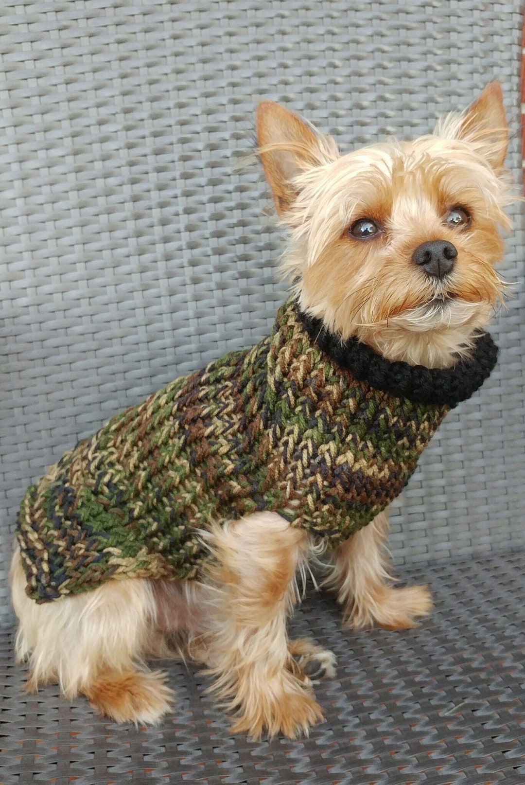 Camo Dog Sweater Knitted Dog Sweater Camouflage Dog Sweater Yorkie