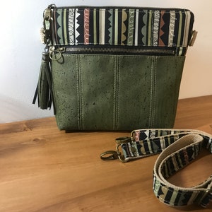 Crossbody Bag Olive Green Cork Leather Vegan leather Kazza Crossbody