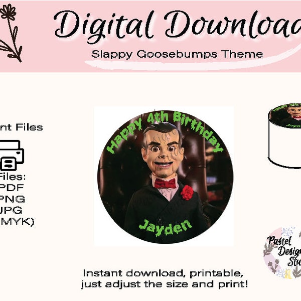 Slappy Digital Download//Cartoon style// Goosebumps Birthday// Slappy Cake//Edible image //Edible Image Cake // Custom Goosebump image