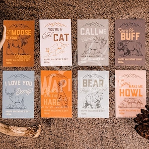 Cartes de la Saint-Valentin pour la chasse à la faune de l'ouest, bricolage imprimable pour la Saint-Valentin