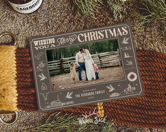 Western Christmas Photo Card Ranch Holiday Card Christmas Cowboy Photo Card Montana Christmas Card Horse Photo Card Mountain Christmas