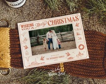 Western Christmas Photo Card Ranch Holiday Card Christmas Cowboy Photo Card Montana Christmas Card Horse Photo Card Mountain Christmas