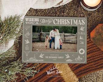 Western Christmas Photo Card Ranch Holiday Card Christmas Cowboy Photo Card Montana Christmas Card Horse Photo Card Mountain Christmas