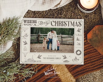 Western Christmas Photo Card Ranch Holiday Card Christmas Cowboy Photo Card Montana Christmas Card Horse Photo Card Mountain Christmas