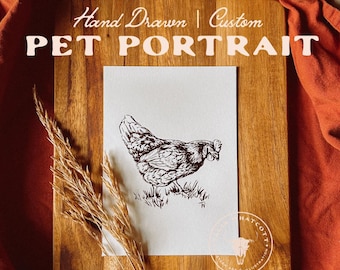 Custom Hand Drawn Pet Portrait Physical Ink Drawing on Paper | Original Artwork of Farm Animals