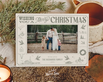 Western Christmas Photo Card Ranch Holiday Card Christmas Cowboy Photo Card Montana Christmas Card Horse Photo Card Mountain Christmas