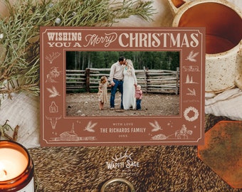Western Christmas Photo Card Ranch Holiday Card Christmas Cowboy Photo Card Montana Christmas Card Horse Photo Card Mountain Christmas