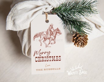 Cowgirl Christmas Gift Tag Rodeo Western Christmas Gift Tag Rodeo Queen Cowboy Horse Rider Gift Tag Printable Christmas Editable Tag