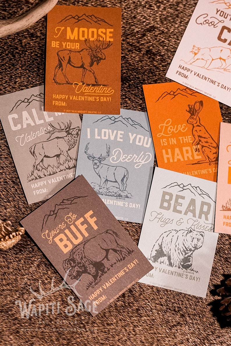 Western Wildlife Hunting Valentine Cards DIY Printable Valentine ...