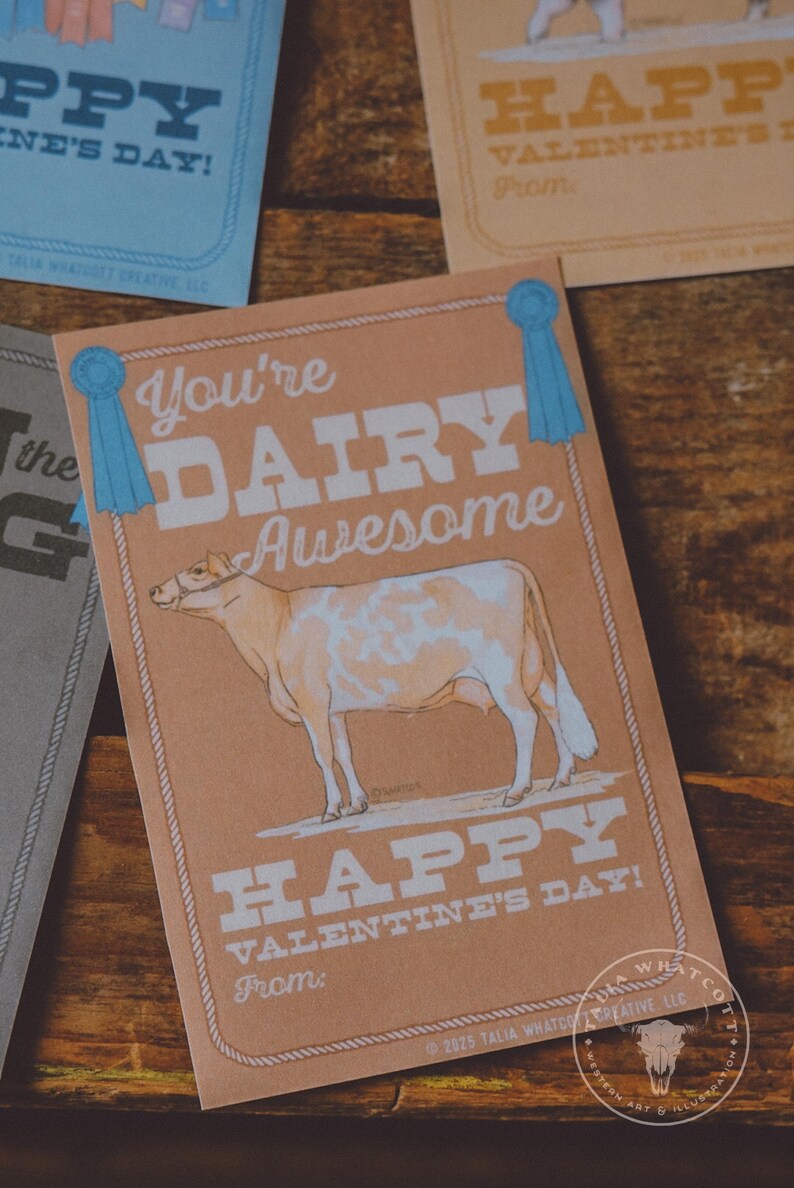 Livestock Show Animals Valentine Cards Cattle DIY Printable Valentine ...