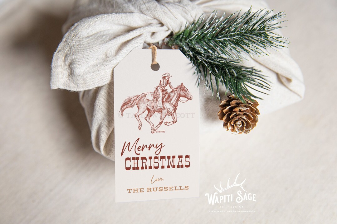 Cowgirl Christmas Gift Tag Rodeo Western Christmas Gift Tag Rodeo Queen ...