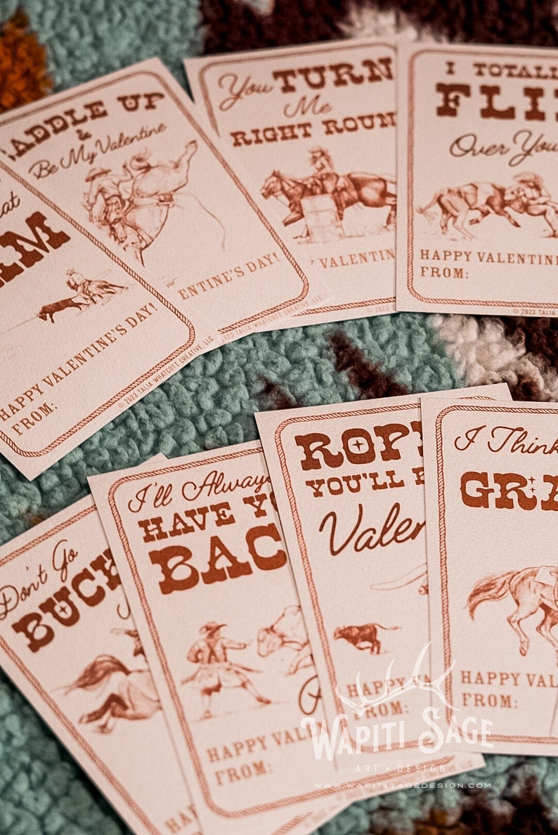 Rodeo Western Cowboy Valentine Cards / DIY Printable Valentine - Etsy